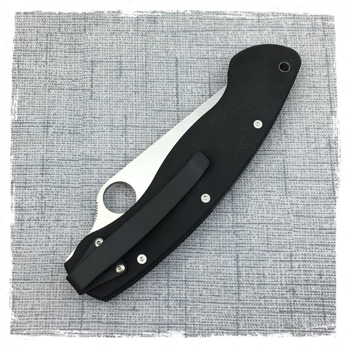 Black Custom Titanium Deep Carry Pocket Clip For Spyderco Military Knife - Picture 5 of 10
