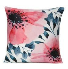 Printed Cushion Cover 16x16" Pink Floral Pillowcase Home Sofa Decor Pillow Cover