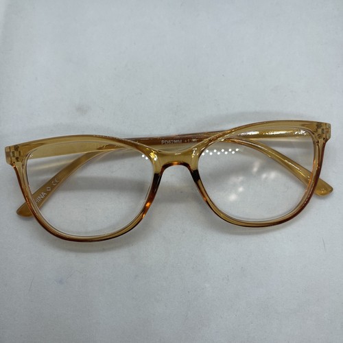 Betsey Johnson 💖 +1.50 Clear Yellow Reading Glasses Oval - Picture 10 of 12