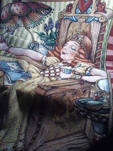Mary Engelbreit "Princess of Quite a Lot" Tapestry Throw Blanket EUC 50" x 70"