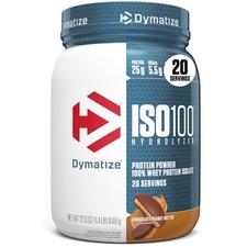 Dymatize ISO100 Whey Protein Powder Isolate, Chocolate Peanut Butter, 25g of ...