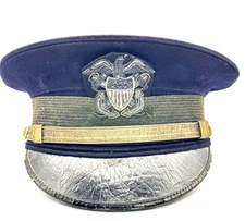 Pre WW1 USN US Naval Officer Dress Cap Hat Bullion Right Facing Eagle Bell Crown