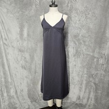 Uniqlo Slip Dress Womens S Grey Satin Midi Adjustable Straps Minimalist Capsule