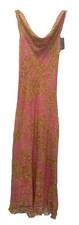NEW River Island Cowl Neck Pink Green Bead Embellished Floral Maxi Dress Size 8 