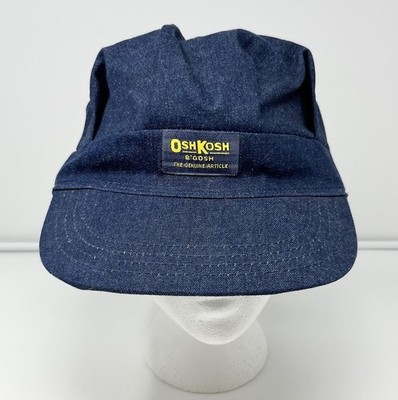 Vintage Oshkosh Osh Kosh B Gosh SnapBack Conductor Hat USA Made Blue Denim