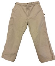 New- Carhartt Men Carpenter Pants Chino Loose Fit Canvas Work Wear 40 x 30 Beige