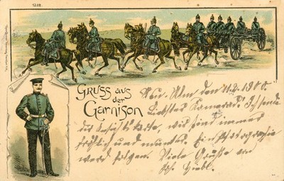 Greetings from the Garrison Neu Ulm, Artillery, Postcard, German Empire