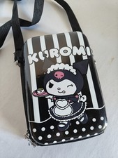 Kuromi Black Stripe Crossbody Bag Zip Hard Case Purse