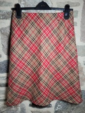 Vintage Laura Ashley Red Tartan Plaid Skirt Size 14 Wool Biege Lined Knee Length