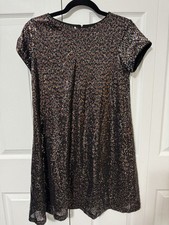 Art Class Girls Long Sleeve Iridescent Sequin Dress Black Size XL Holiday