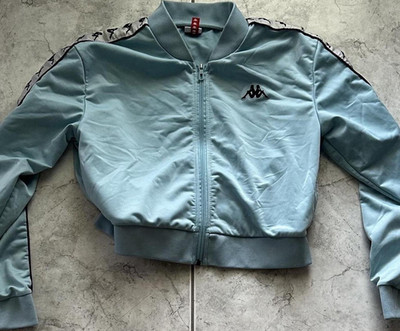 Kappa Blue Full Zip Track Jacket L Unisex Polyester Knit Stand-Up Collar