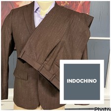 Indochino Suit Mens 36S Short Wool Linen Blend Pants 32x27.5 Taper Leg Brown