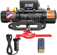 CXRCY 12V Electric Winch,13500Lbs Load Capacity Synthetic Rope Towing Winches fo
