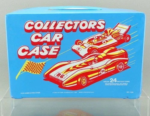 Vintage 1970s Tara Toy K24 Hot Wheels Matchbox Blue 24 Car Stotrage Case w/Trays