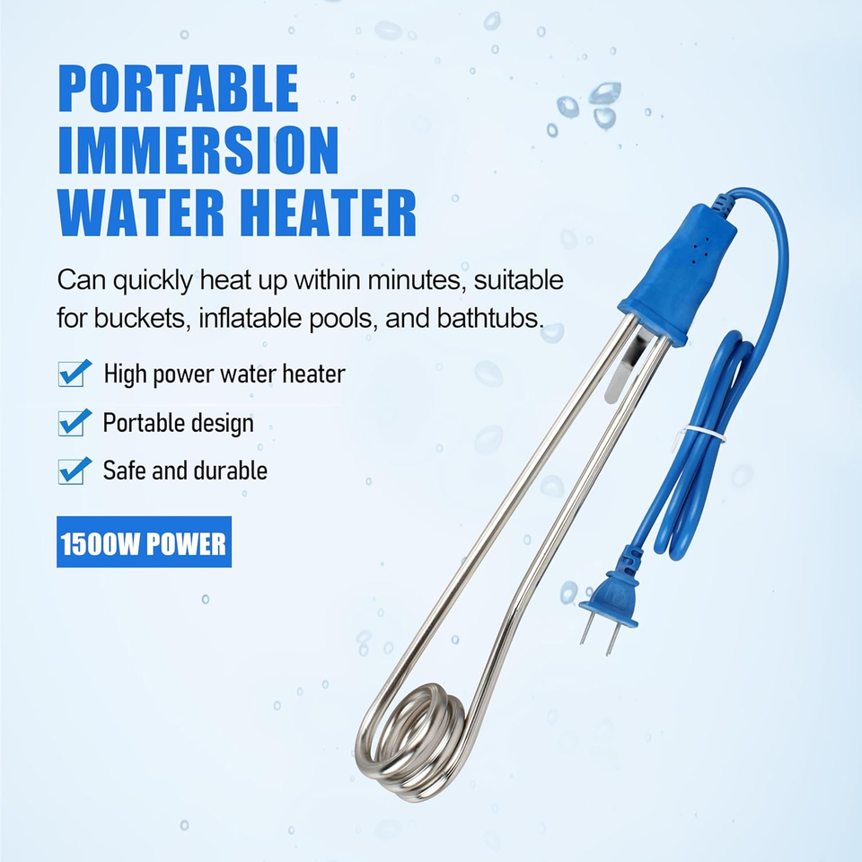 Immersion Heater, Submersible Water Heater，1500W/1000W-110V Portable