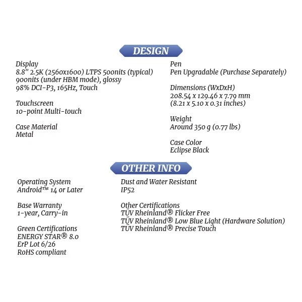 Lenovo Legion Tab 8.8" Android PC Tablet (Wi-Fi/16GB+512GB/Octa Core/NEW) - Image 4 of 4