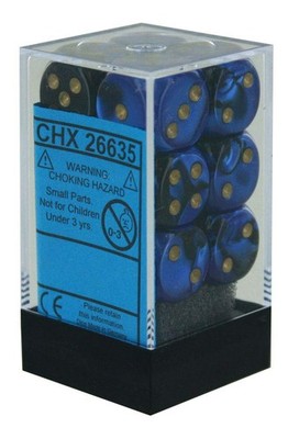 d6Cube16mmGemini#3 BKBUgd - Chessex (Pack of 12)