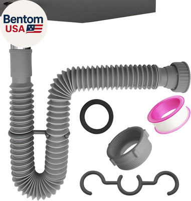 Flexible Expandable Bathroom P Trap, 1 1/4 to 1 1/2 Sink Drain Adapter Included,