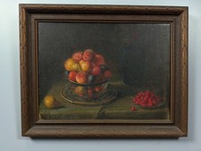 Vintage Oil Painting Still Life Fruit Bowl Artwork, Classical European Wall Art