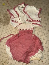 Pemay Creation Girls Outfit Plaid Two Piece Red Plaid Top and Bloomers