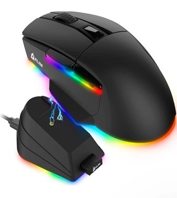 KLIM Blaze X RGB + New + Rechargeable Wireless Gaming Mouse with Charging Doc...