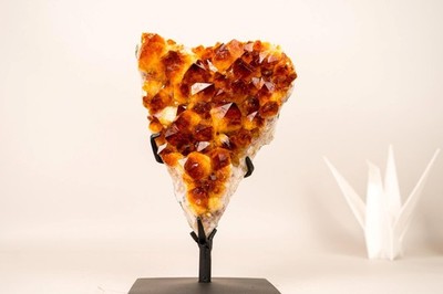 Spectacular AAA Natural Citrine Cluster with Sparkling Madeira Orange Druzy Crys