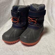 Cat and Jack Thermolite Kids Boys BLUE ORANGE GREY Snow Boots Size 4 TODDLER