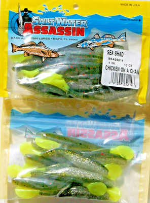 20 SALTWATER BASS ASSASSIN 4" CHICKEN-ON-A-CHAIN SEA SHAD | eBay