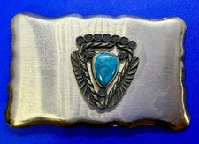 Southwestern Native American Indian Arrowhead Turquoise Stone Accent Belt Buckle