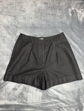 NWOT Boden Black Linen Blend High Waist Pleated Shorts US 12
