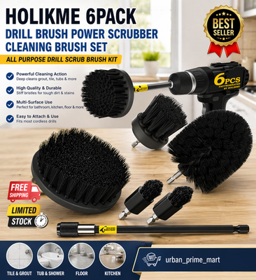#ad Holikme 6 Pack Drill Brush Scrubber Cleaning Kit Power Attachments Bathroom Tile $15.55