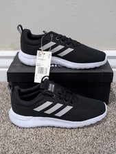 Size 2.5 Youth Unisex Adidas Lite Racer Cen K Pull On Black/White Athletic Shoes