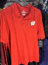 NEW Wisconsin Badgers Polo Shirt XL Fanatics Red Golf Performance Stretch NWT