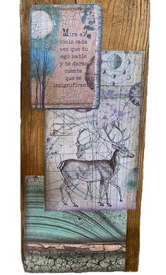 Deer Wall Art Inspirational Wall Art Collage Art Reclaimed Wood Decoupage Decor