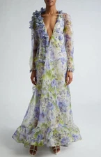 NEW Zimmermann Natura V-Neck Floral Appliqué Gown Size AU2 M