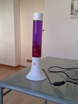 Knallige Lavalampe YVONNE Rot Lila Weiß 38cm Lava Magma Retro Tisch Leuchte