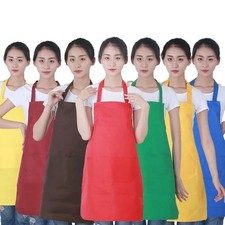 Kitchen Chef Bib Apron Cooking 2 Pockets Waterproof Butcher Catering Restaurant