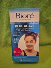 Biore Blue Agave Deep Cleansing Pore Strips Blackheads Dirt 6ct New Sealed Box