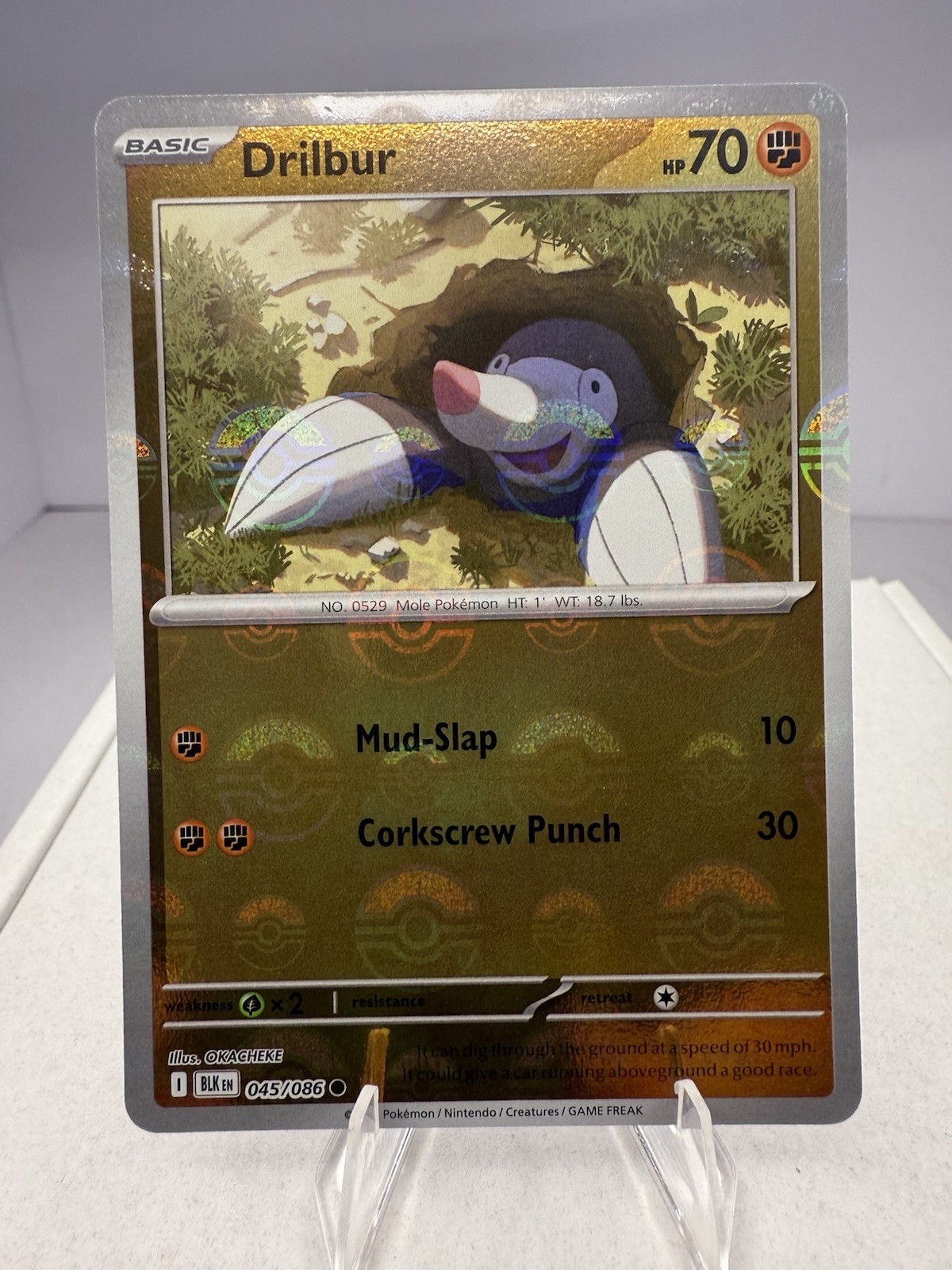 Pokemon DRILBUR 045/086 - Black Bolt - Poke Ball Pattern - NM