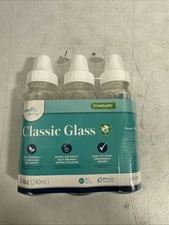 Evenflo Classic 3-Pack Clear Glass Bottles 8 oz White Lid