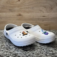 Crocs Classic White Kids Size 2 with Disney Charms Bambi Castle Grape