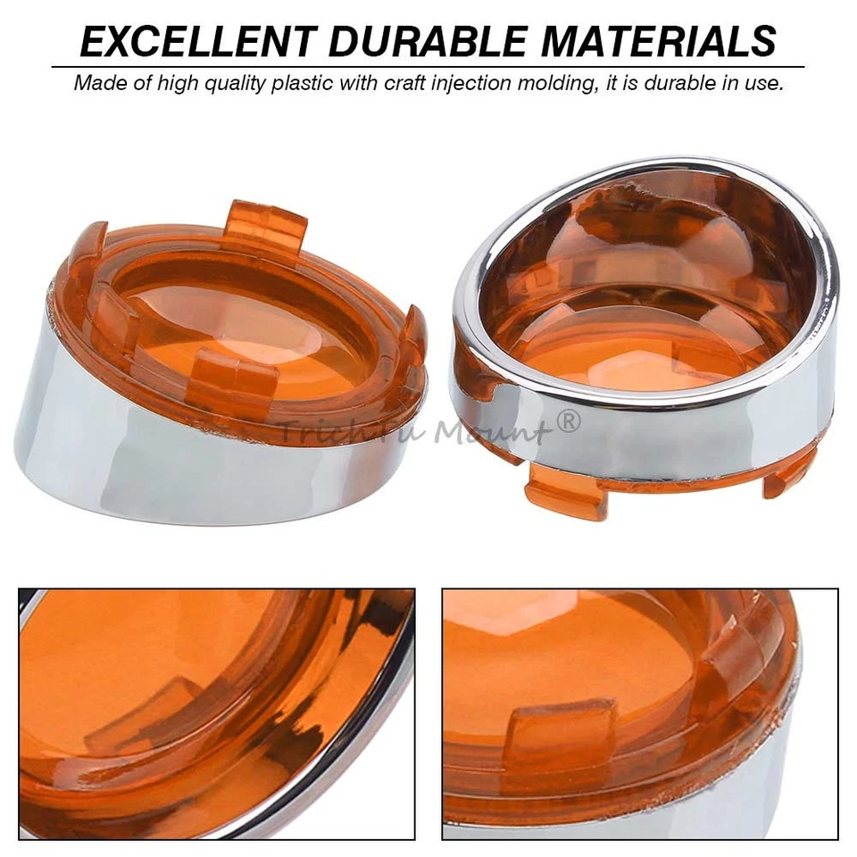 2X Bezel Amber Turn Signal Light Lenses Visors For Harley Touring Sportster Dyna - Imagem 4 de 4