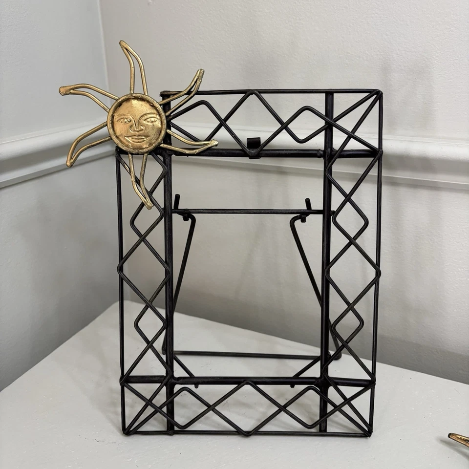 LOT OF 2 - Celestial Wall Hook Rack Sun Coat Holder & Picture FRAME 90s Decor - Image 3 of 4