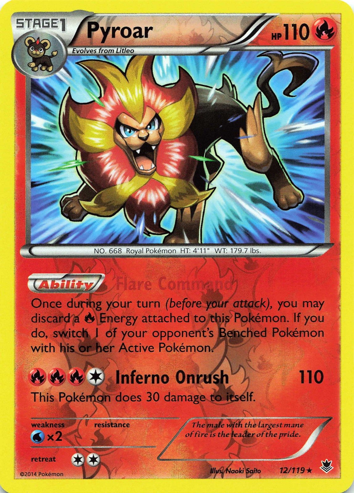 POKEMON Pyroar #12/119 Reverse Holo XY - Phantom Forces NM