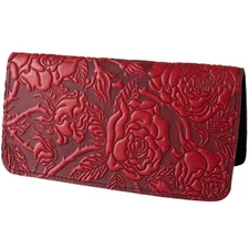 Oberon Design Wild Rose Embossed Genuine Leather Checkbook Cover
