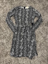 Michael Kors Gray Black Snakeskin Print Wrap Dress Size MED