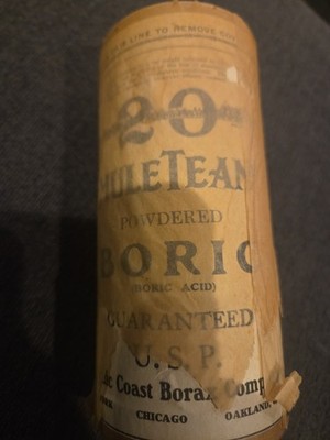Early 1900's cardboard can Half Pound 20 Mule Team Powdered BORIC (BORIC ACID)