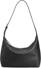 BLACK LEATHER HOBO SHOULDER BAG, CROSSBODY, MEDIUM SIZE, NWOT, NEW