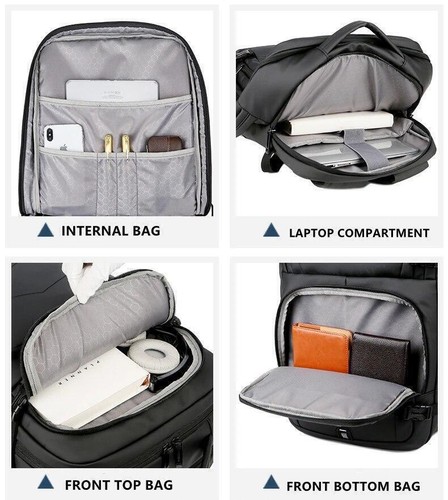 Men Laptop Backpack Waterproof Large Rucksack Travel School Bag with USB NEW - Picture 9 of 16