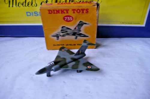 VINTAGE DINKY 735 GLOSTER JAVELIN DELTA WING FIGHTER WITH PART BOX 1955-66